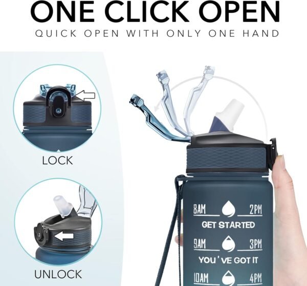 Hyeta 32 oz Water Bottles with Times to Drink and Straw, Motivational Water Bottle with Time Marker, Leakproof, Drinking Sports Water Bottle for Fitness, Gym and Outdoor