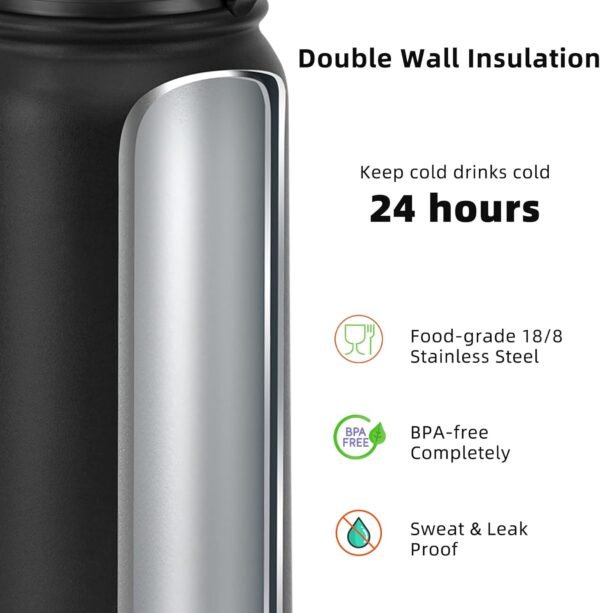 Fanhaw 20 Oz Insulated Stainless Steel Vacuum Water Bottle with Anti-Dust Pop-Open Lid - For Kids, Women, Men | Leak & Sweat Proof (Green Blue)