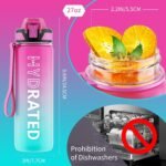QLUR Water Bottle with Straw, 32oz Motivational Water Bottles with Time Marker to Drink, Tritan BPA Free, 1L Sports Water Bottle with Carry Strap LeakProof for Women Gym Fitness Outdoor (1 Pack)