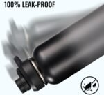 Fijinhom 24 oz Insulated Water Bottle with Handle, 304 Stainless Steel Water Bottles with Wide Mouth, Double Wall Vacuum Sports Water Bottle, BPA Free, Keep Cold and Hot, Black