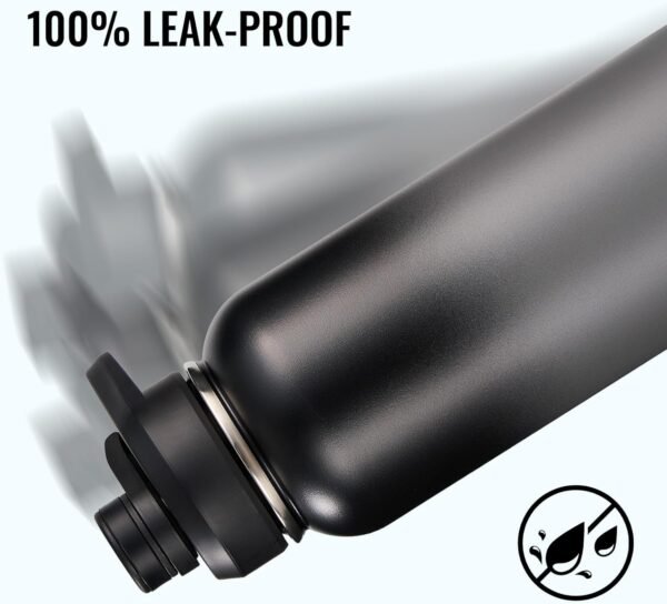 Fijinhom 24 oz Insulated Water Bottle with Handle, 304 Stainless Steel Water Bottles with Wide Mouth, Double Wall Vacuum Sports Water Bottle, BPA Free, Keep Cold and Hot, Black