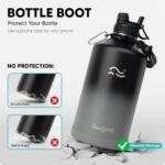 Swigina [2-IN-1 LID] Insulated Water Bottle with Silicone Boot (36hrs Cold/18hrs Hot) - DIY Stickers, Leakproof, BPA Free, 24 oz