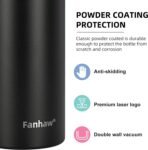 Fanhaw 20 Oz Stainless Steel Insulated Sports Water Bottles with Straw for Kids, Men and Women (Black)