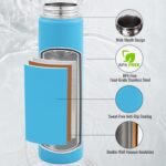 Fijinhom 24 oz Insulated Water Bottle with Handle, 304 Stainless Steel Water Bottles with Wide Mouth, Double Wall Vacuum Sports Water Bottle, BPA Free, Keep Cold and Hot, Black