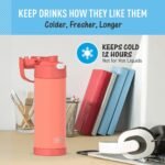 THERMOS FUNTAINER 16 Ounce Stainless Steel Vacuum Insulated Bottle with Wide Spout Lid, Galaxy Teal