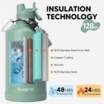 Swigina [2-IN-1 LID] Insulated Water Bottle with Silicone Boot (36hrs Cold/18hrs Hot) - DIY Stickers, Leakproof, BPA Free, 24 oz