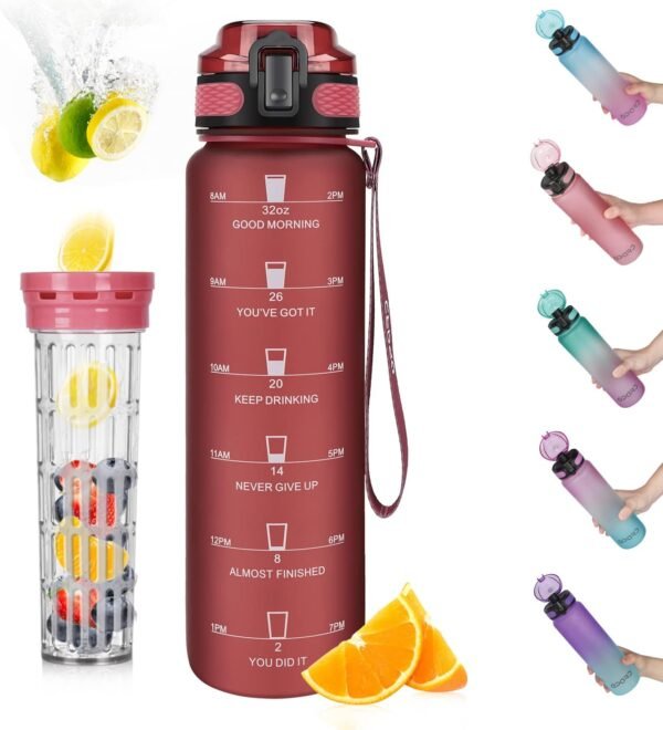 Opard 30oz/32oz Sports Water Bottle with Leak Proof Flip Top Lid BPA Free Tritan Reusable Plastic for Gym and Outdoor, Travel Water Bottle with Straw