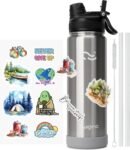 Swigina [2-IN-1 LID] Insulated Water Bottle with Silicone Boot (36hrs Cold/18hrs Hot) - DIY Stickers, Leakproof, BPA Free, 24 oz
