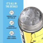 THERMOS FUNTAINER 16 Ounce Stainless Steel Vacuum Insulated Bottle with Wide Spout Lid, Galaxy Teal