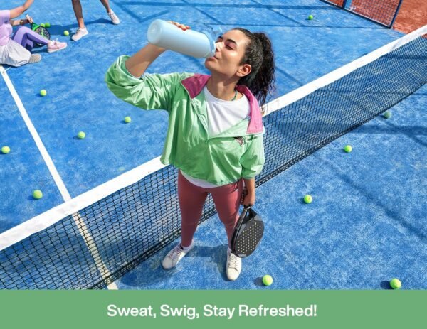 POWCAN 26 oz Insulated Water Bottle with 2-in-1 Straw and Spout Lid, Keep Cold 24H, Leak-Proof, Fits in Car Cup Holder, Stainless Steel Water Bottle for Sports, Travel, and School (Cotton Candy)