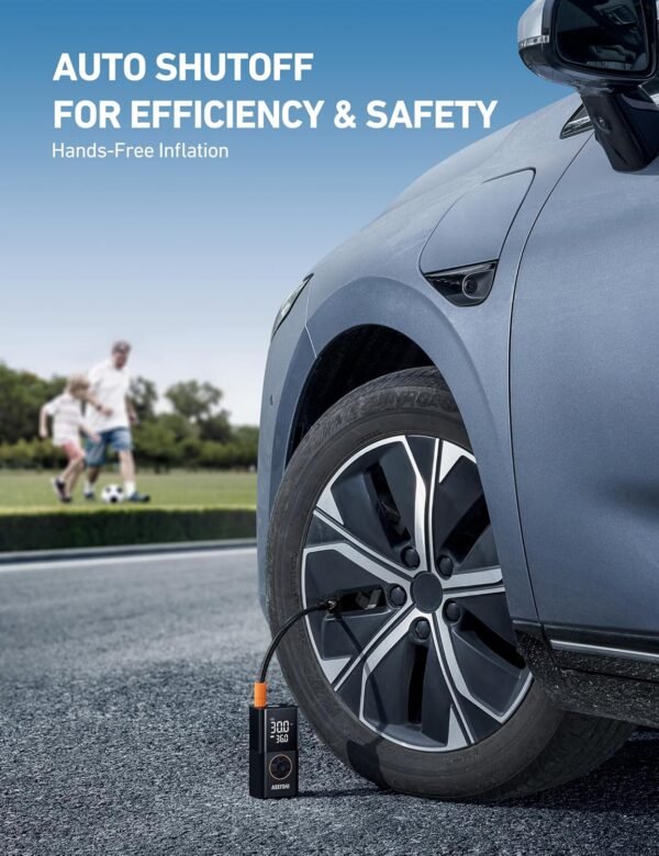 AstroAI L7 Tire Inflator Portable Air Compressor Cordless Mini Bike Pump with Digital Dual Values Display, 150 PSI Car Tires Air Pump with LED Lights&Pressure Gauge for Auto, Motorcycles, Bikes, Balls