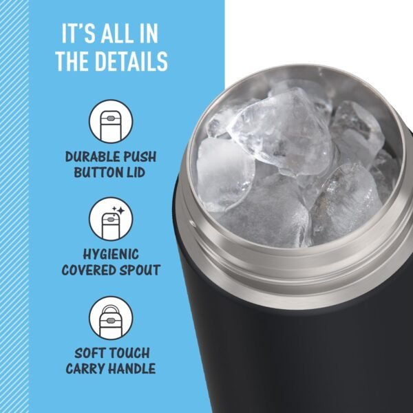 THERMOS FUNTAINER 16 Ounce Stainless Steel Vacuum Insulated Bottle with Wide Spout Lid, Galaxy Teal