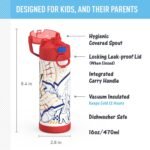 THERMOS FUNTAINER 16 Ounce Stainless Steel Vacuum Insulated Bottle with Wide Spout Lid, Galaxy Teal