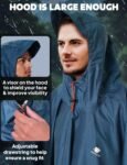 ANYOO Hooded Rain Poncho for Adults Waterproof Lightweight Rain Coat for Men Women Reusable Rain Jacket for Emergency Outdoor