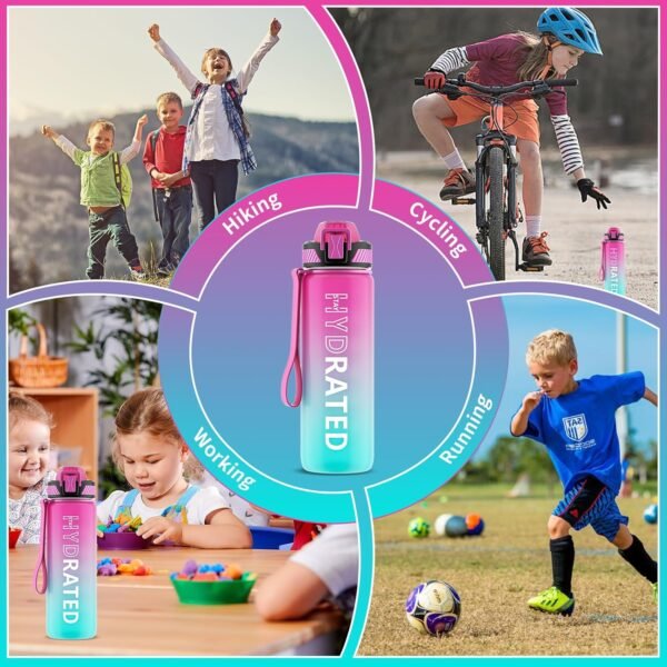 QLUR Water Bottle with Straw, 32oz Motivational Water Bottles with Time Marker to Drink, Tritan BPA Free, 1L Sports Water Bottle with Carry Strap LeakProof for Women Gym Fitness Outdoor (1 Pack)