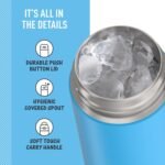 THERMOS FUNTAINER 16 Ounce Stainless Steel Vacuum Insulated Bottle with Wide Spout Lid, Galaxy Teal
