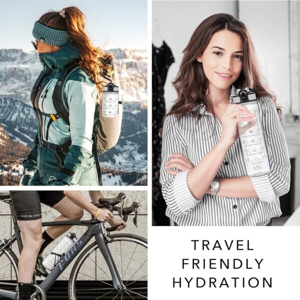 Hyeta 32 oz Water Bottles with Times to Drink and Straw, Motivational Water Bottle with Time Marker, Leakproof, Drinking Sports Water Bottle for Fitness, Gym and Outdoor