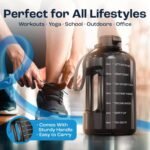 AQUAFIT 64 oz Water Bottle with Time Marker - Straw & Chug Lid - BPA Free Half Gallon Gym Water Bottle with Handle - Big Gallon Jug (Gray, 64 Ounces)