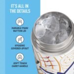 THERMOS FUNTAINER 16 Ounce Stainless Steel Vacuum Insulated Bottle with Wide Spout Lid, Galaxy Teal