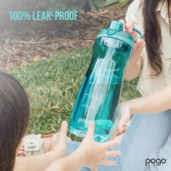 Pogo Plastic Water Bottle with Chug Lid and Carry Handle, Reusable, BPA Free, Dishwasher Safe, Perfect for Travel, School, Outdoors, and Gym | 18oz, 32oz, 40oz, 64oz