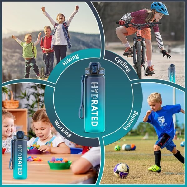 QLUR Water Bottle with Straw, 32oz Motivational Water Bottles with Time Marker to Drink, Tritan BPA Free, 1L Sports Water Bottle with Carry Strap LeakProof for Women Gym Fitness Outdoor (1 Pack)