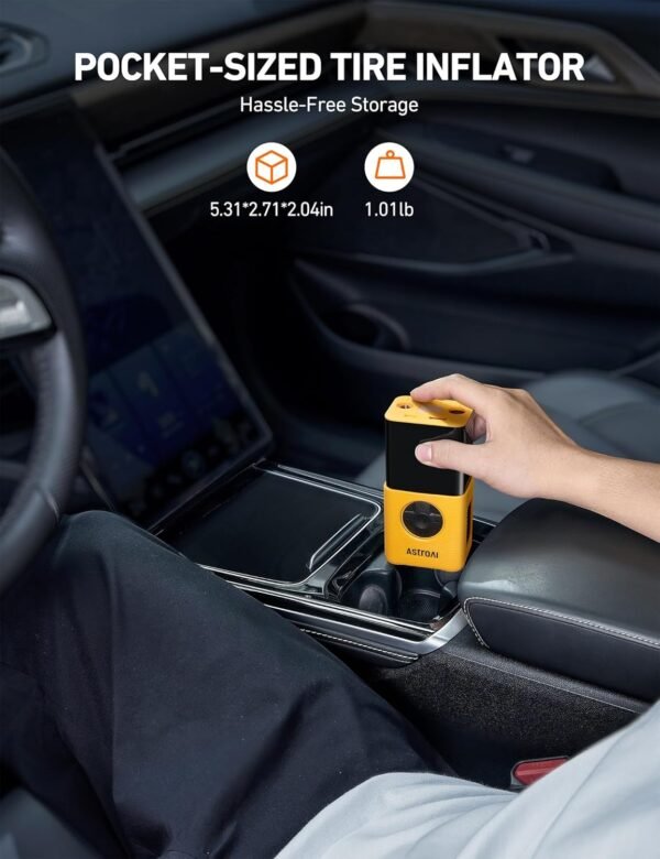 AstroAI L7 Tire Inflator Portable Air Compressor Cordless Mini Bike Pump with Digital Dual Values Display, 150 PSI Car Tires Air Pump with LED Lights&Pressure Gauge for Auto, Motorcycles, Bikes, Balls