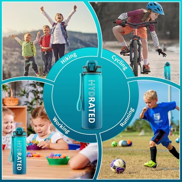 QLUR Water Bottle with Straw, 32oz Motivational Water Bottles with Time Marker to Drink, Tritan BPA Free, 1L Sports Water Bottle with Carry Strap LeakProof for Women Gym Fitness Outdoor (1 Pack)