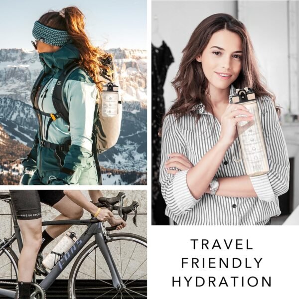 Hyeta 32 oz Water Bottles with Times to Drink and Straw, Motivational Water Bottle with Time Marker, Leakproof, Drinking Sports Water Bottle for Fitness, Gym and Outdoor