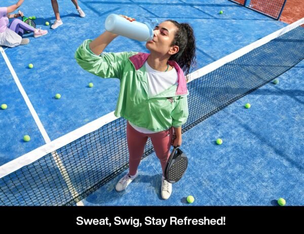 POWCAN 26 oz Insulated Water Bottle with 2-in-1 Straw and Spout Lid, Keep Cold 24H, Leak-Proof, Fits in Car Cup Holder, Stainless Steel Water Bottle for Sports, Travel, and School (Cotton Candy)