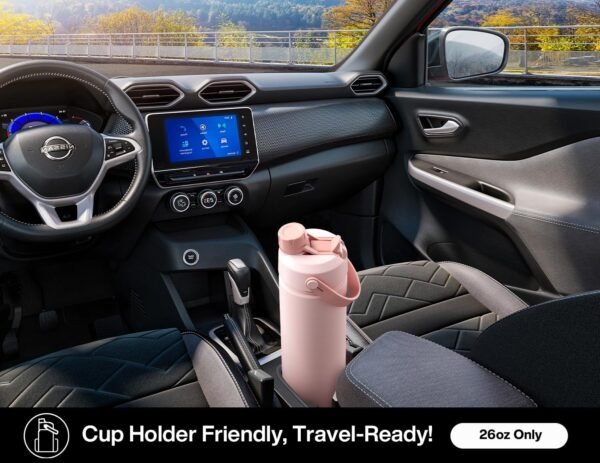 POWCAN 26 oz Insulated Water Bottle with 2-in-1 Straw and Spout Lid, Keep Cold 24H, Leak-Proof, Fits in Car Cup Holder, Stainless Steel Water Bottle for Sports, Travel, and School (Cotton Candy)