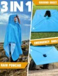 ANYOO Hooded Rain Poncho for Adults Waterproof Lightweight Rain Coat for Men Women Reusable Rain Jacket for Emergency Outdoor