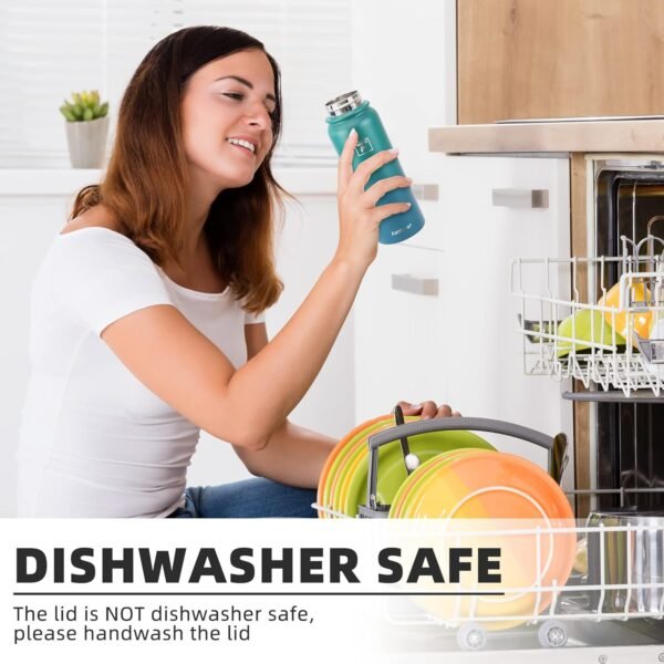 Fanhaw 20 Oz Stainless Steel Insulated Sports Water Bottles with Straw for Kids, Men and Women (Black)