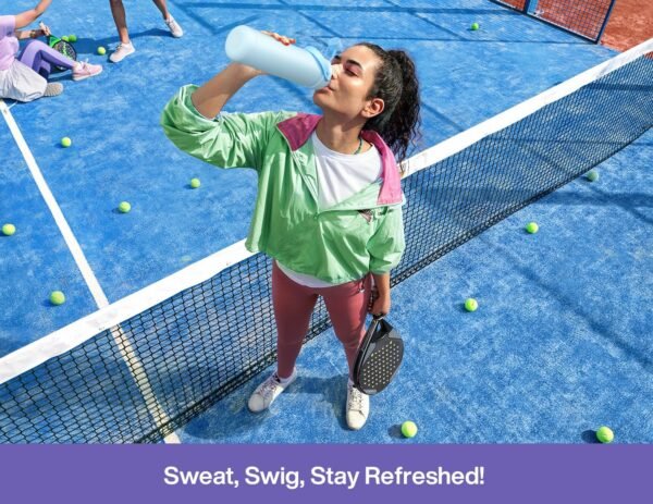 POWCAN 26 oz Insulated Water Bottle with 2-in-1 Straw and Spout Lid, Keep Cold 24H, Leak-Proof, Fits in Car Cup Holder, Stainless Steel Water Bottle for Sports, Travel, and School (Cotton Candy)