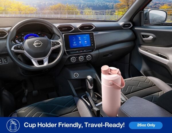 POWCAN 26 oz Insulated Water Bottle with 2-in-1 Straw and Spout Lid, Keep Cold 24H, Leak-Proof, Fits in Car Cup Holder, Stainless Steel Water Bottle for Sports, Travel, and School (Cotton Candy)