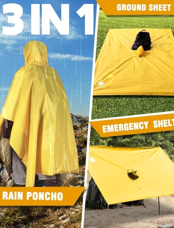 ANYOO Hooded Rain Poncho for Adults Waterproof Lightweight Rain Coat for Men Women Reusable Rain Jacket for Emergency Outdoor