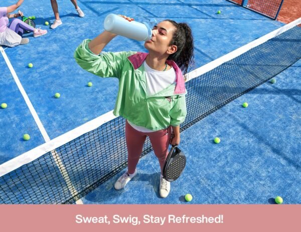 POWCAN 26 oz Insulated Water Bottle with 2-in-1 Straw and Spout Lid, Keep Cold 24H, Leak-Proof, Fits in Car Cup Holder, Stainless Steel Water Bottle for Sports, Travel, and School (Cotton Candy)