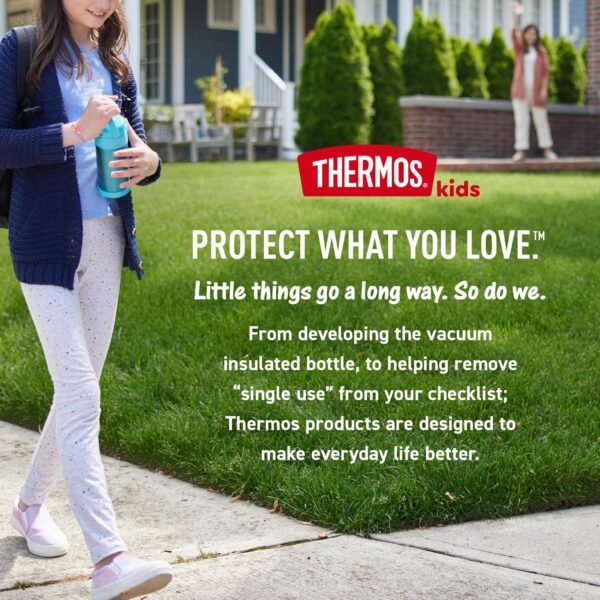 THERMOS FUNTAINER 16 Ounce Stainless Steel Vacuum Insulated Bottle with Wide Spout Lid, Galaxy Teal