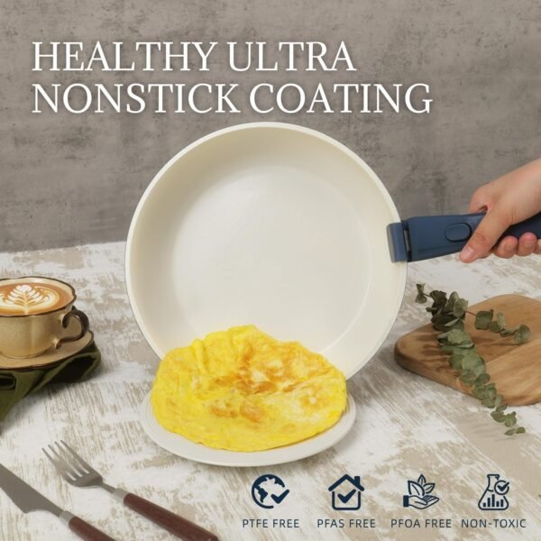 🔥🍳23-Piece Ceramic Cookware Set, Non-stick, with Detachable Handles, Suitable for Induction Cookers, Saves Space.