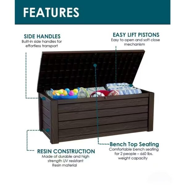 💕Räumungsverkauf💕Keter Gartenbox, 150-Gallonen-Harz-Gartenbehälter & Bank