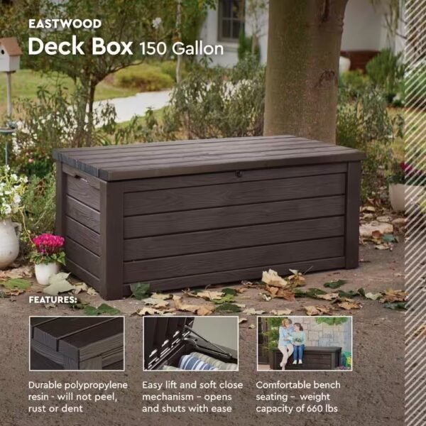 💕Räumungsverkauf💕Keter Gartenbox, 150-Gallonen-Harz-Gartenbehälter & Bank