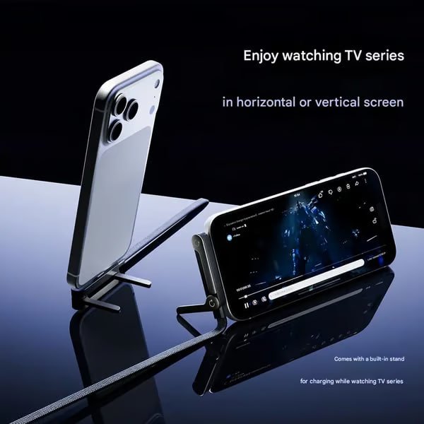 ⚡Official Authorized | MFi-Certified Cables🔥 2-in-1 Invisible Holder Charger Cable – 240W Fast Charging Cord with Built-In Phone Stand