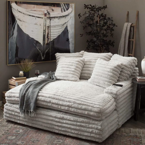 Winter Sale - Nestle Chaise Lounge With Dual Cupholders And Charging Ports