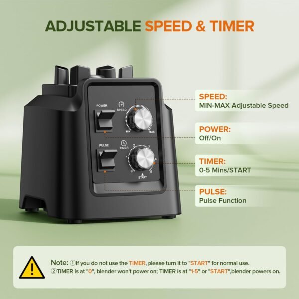 Блендер, блендер для смузі з збанам на 68 унцый і млынкам на 20 унцый, настольныя блендеры з хуткасцю 28000 абаротаў у хвіліну для кухні, драбненне лёду, замарожаныя садавіна, рэгуляванне часу, рэгуляванне хуткасці