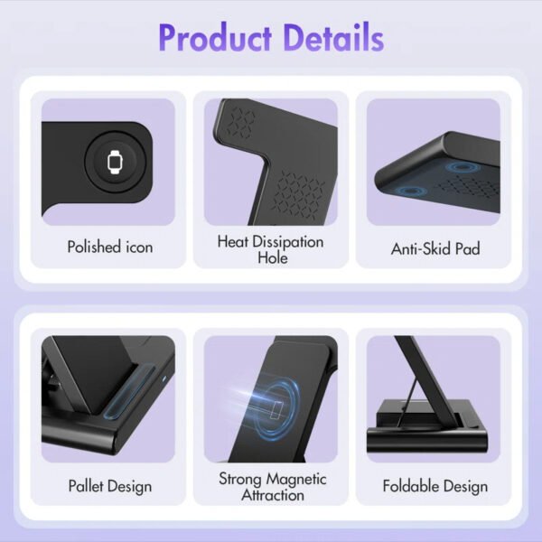 Wireless Charging Station: 3 In 1 Charger Stand Multiple Devices Compatible