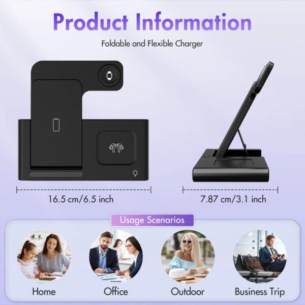 Wireless Charging Station: 3 In 1 Charger Stand Multiple Devices Compatible