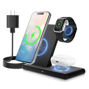 Wireless Charging Station: 3 In 1 Charger Stand Multiple Devices Compatible