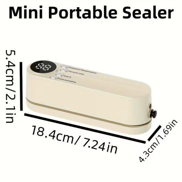 One automatic food sealer, USB powered, one-button operation, vacuum and gas filling modes, compact and portable design with digital display - for food preservation, suitable for kitchens, camping, etc.