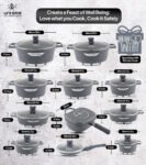 🍳Набір посуду з текстурованого граніту LIFE SMILE, 29 предметів - набір посуду з багатошарового антипригарного граніту, 100% без перфторфенолової кислоти, включає повний комплект посуду та сковорідок