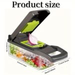 16-Piece Multifunctional Vegetable Chopper | Professional Onion Chopper, Manual Food Processor with Container, suitable for salads, potatoes, carrots, and garlic, a must-have kitchen tool, made of plastic.