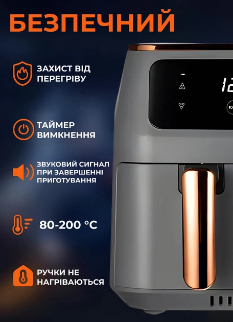 Аерогриль електрична 8 л SOKANY SK-ZG-8030 аерофрітюрниця повітряна без масла на 2 відділення з сенсорним керуванням мультипіч на гарячому повітрі для будинку 2800 Вт
